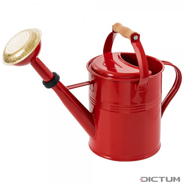Round Watering Can with Wooden Handle, 5 l, Red