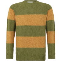 Men’s Crew Neck Sweater, Men’s Crew Neck Sweater, Loden Green/Cumin, Size S